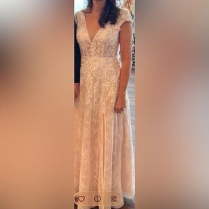 Melissa Sweet Blush Lace Wedding Dress